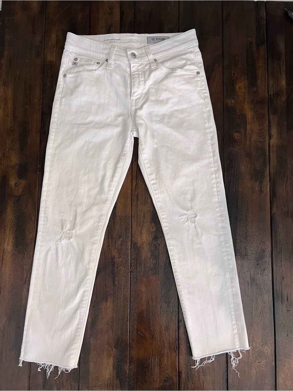 AG Adriano Goldschmied White Denim Ex-Boyfriend Jeans size 26